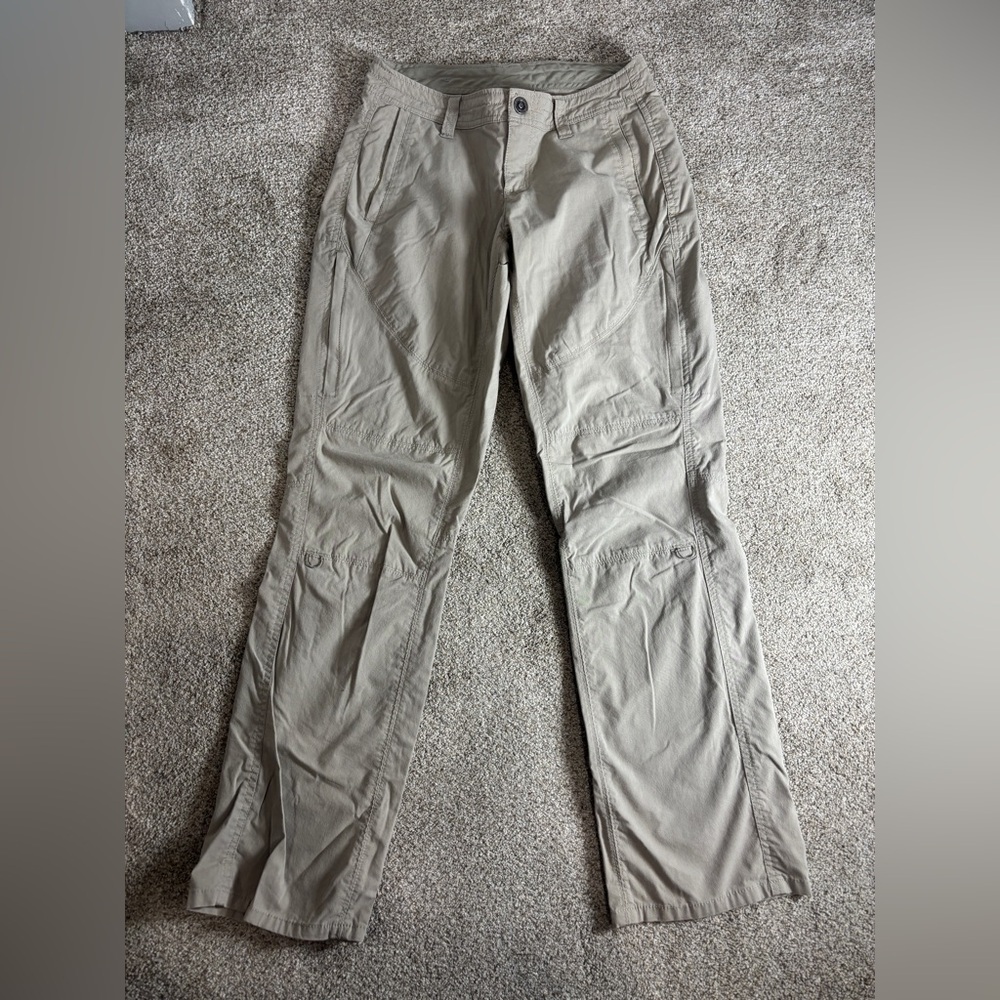 Kuhl Pants Womens 4 Short Tan Outdoor Hiking Casual Straight Leg Cotton Nylon